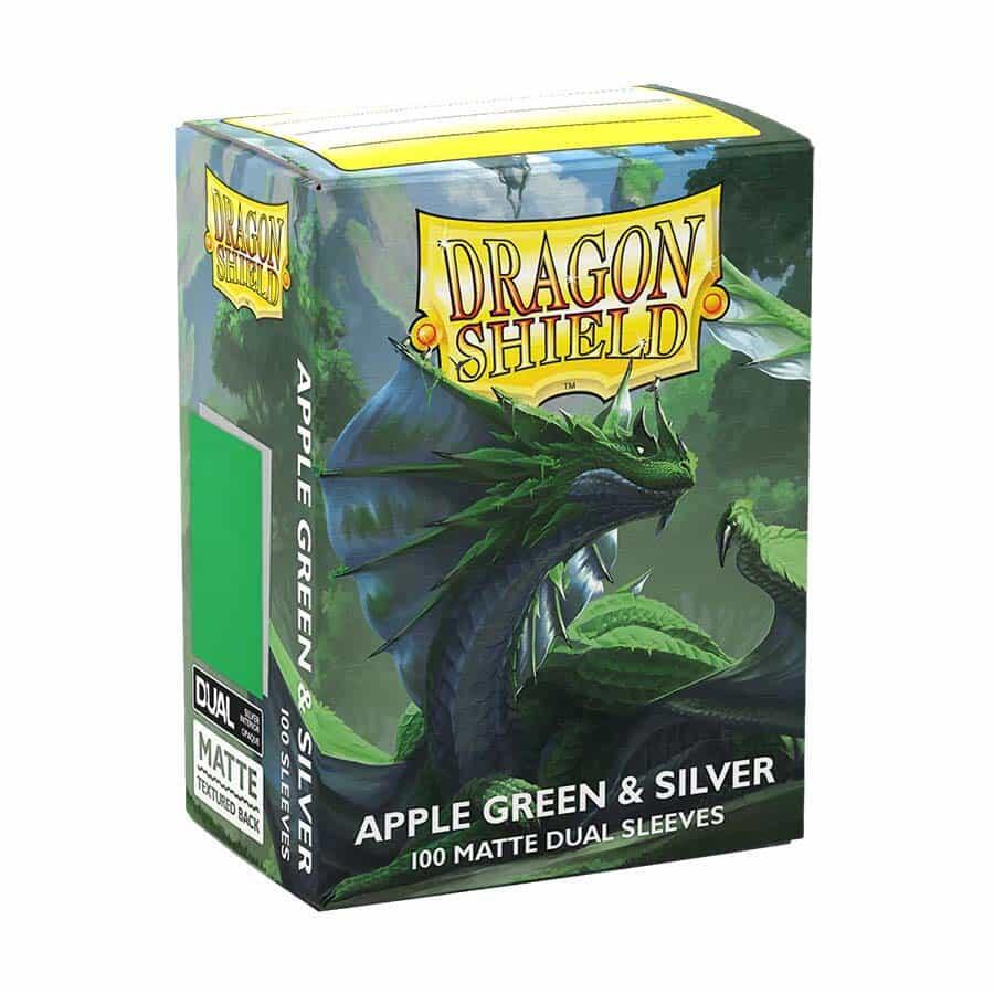 Dragon Shield Dual Matte Apple Green & Silver Sleeves 100ct