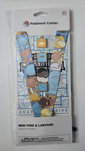 Pokemon Internationals 2025 Exclusive Mini Pins & Lanyard Psyduck & Wooper