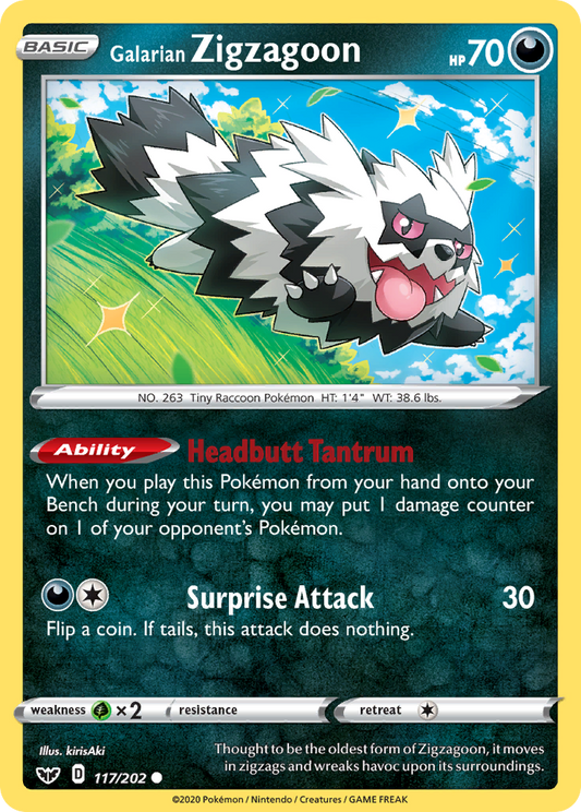 Galarian Zigzagoon - 117/202 Sword & Shield