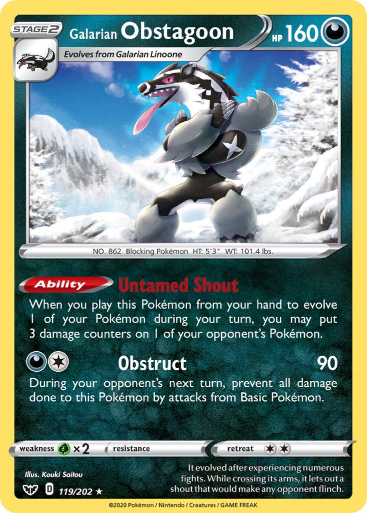 Galarian Obstagoon - 119/202 Sword & Shield