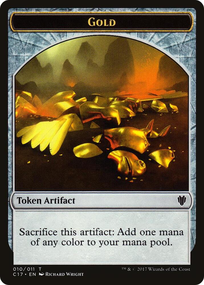 Gold // Cat Dragon Double-Sided Token [Commander 2017] 10 // 9