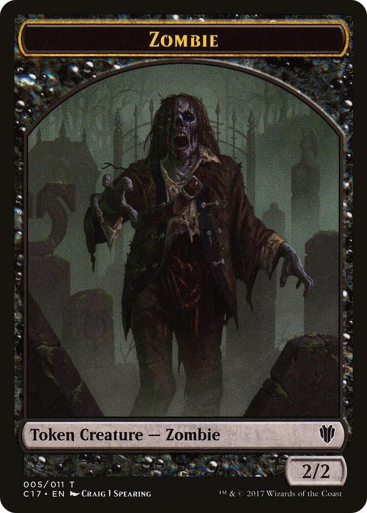 Zombie // Gold Double-Sided Token [Commander 2017] 5 // 10