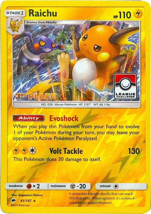 Raichu - 41/147 (League Challenge) [3rd Place] [League & Championship Cards] 041/147