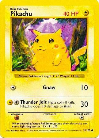 Pikachu (Red Cheeks) [Base Set (Shadowless)] 058/102