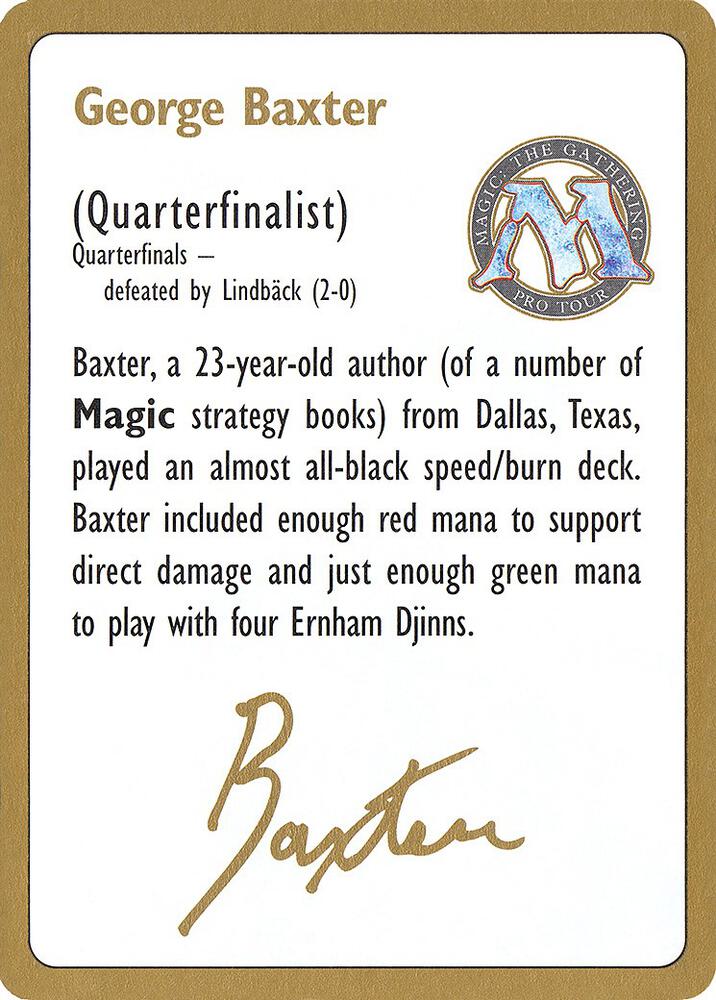 1996 George Baxter Biography Card [World Championship Decks]