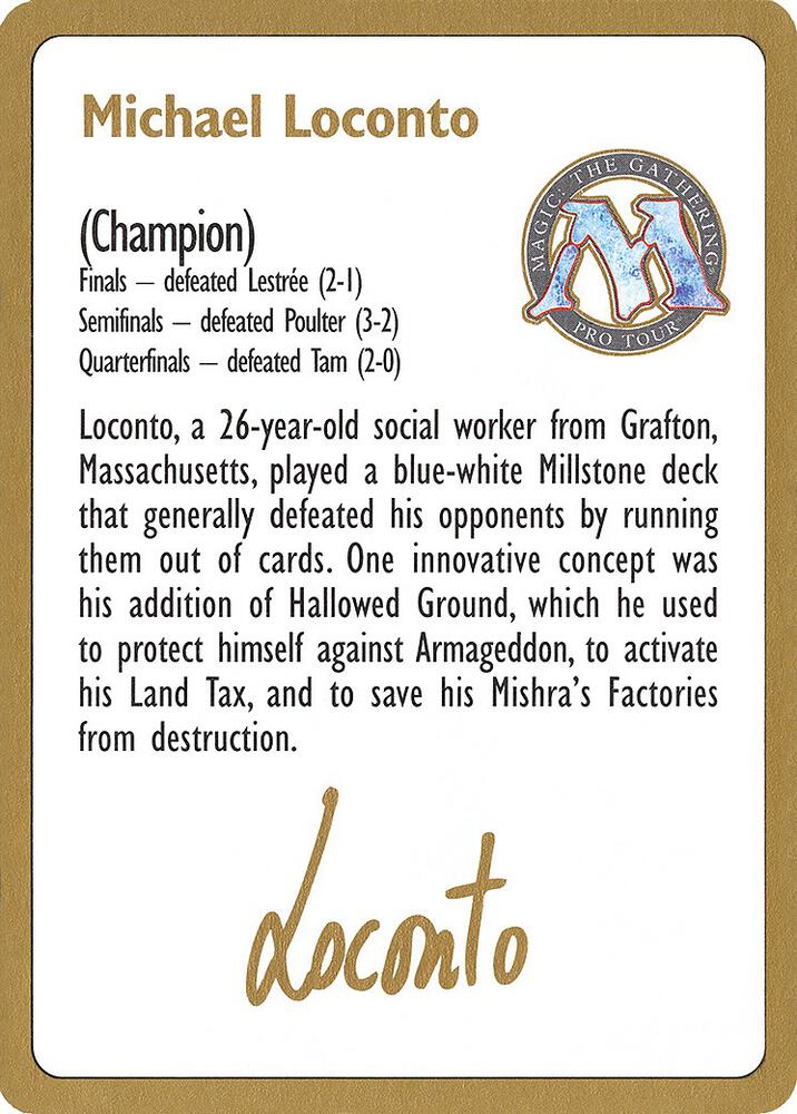 1996 Michael Loconto Biography Card [World Championship Decks]
