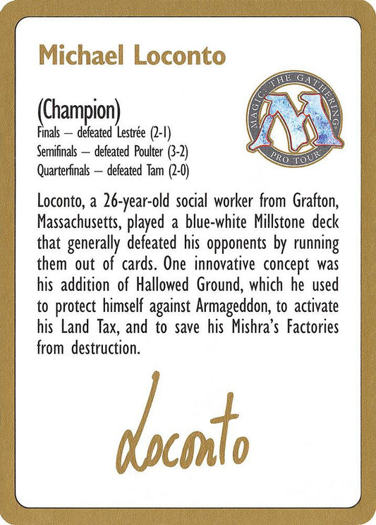 1996 Michael Loconto Biography Card [World Championship Decks]