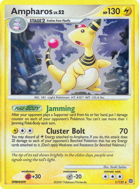 Ampharos - 1/132 (DP Secret Wonders) [Deck Exclusives] 001/132