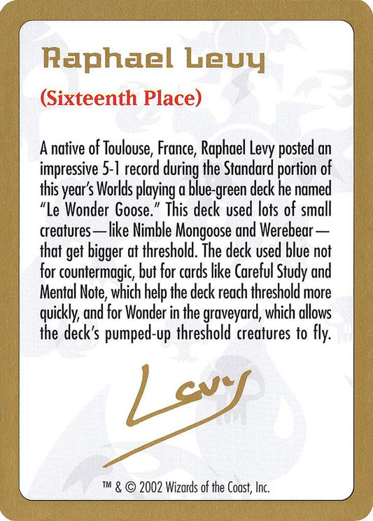 2002 Raphael Levy Biography Card [World Championship Decks]