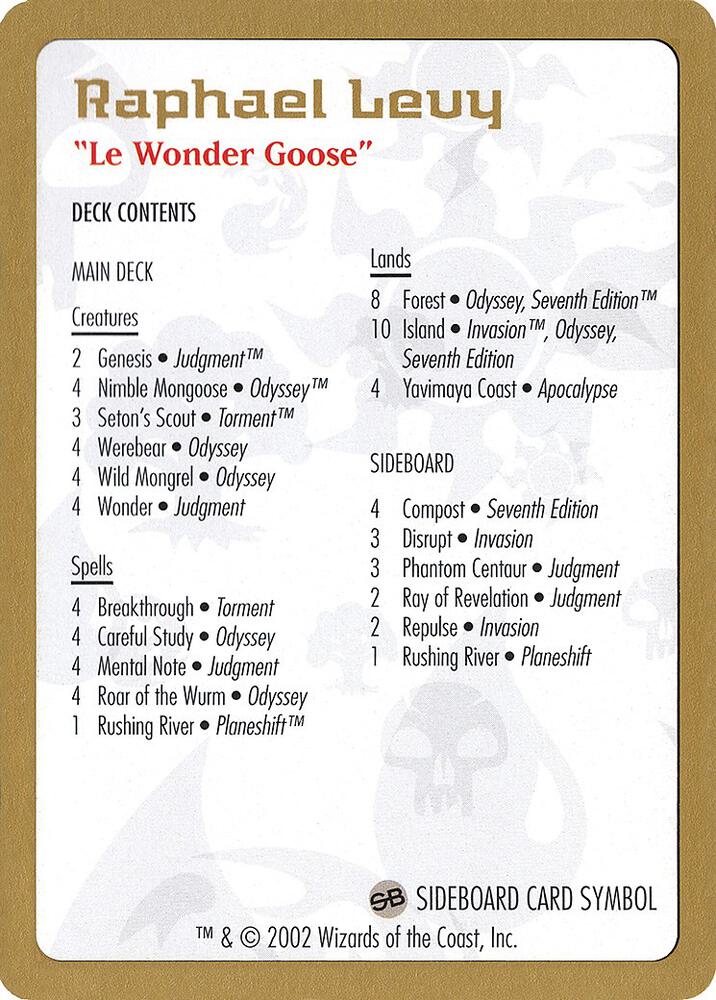 2002 Raphael Levy Decklist Card [World Championship Decks]