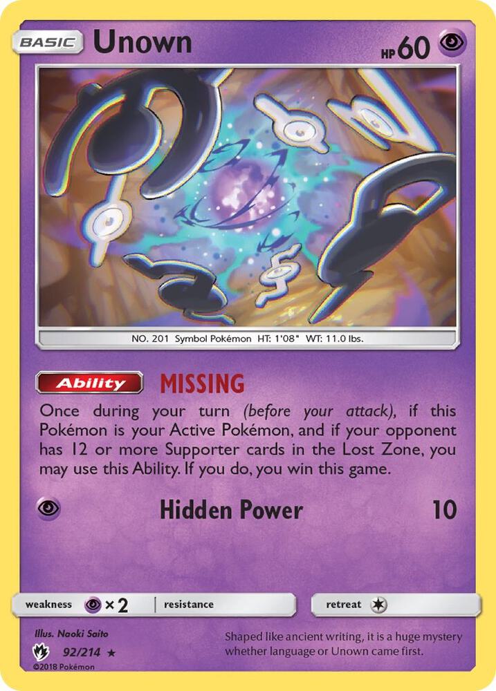 Unown (92) [SM - Lost Thunder] 92/214