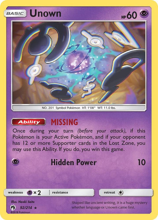 Unown (92) [SM - Lost Thunder] 92/214