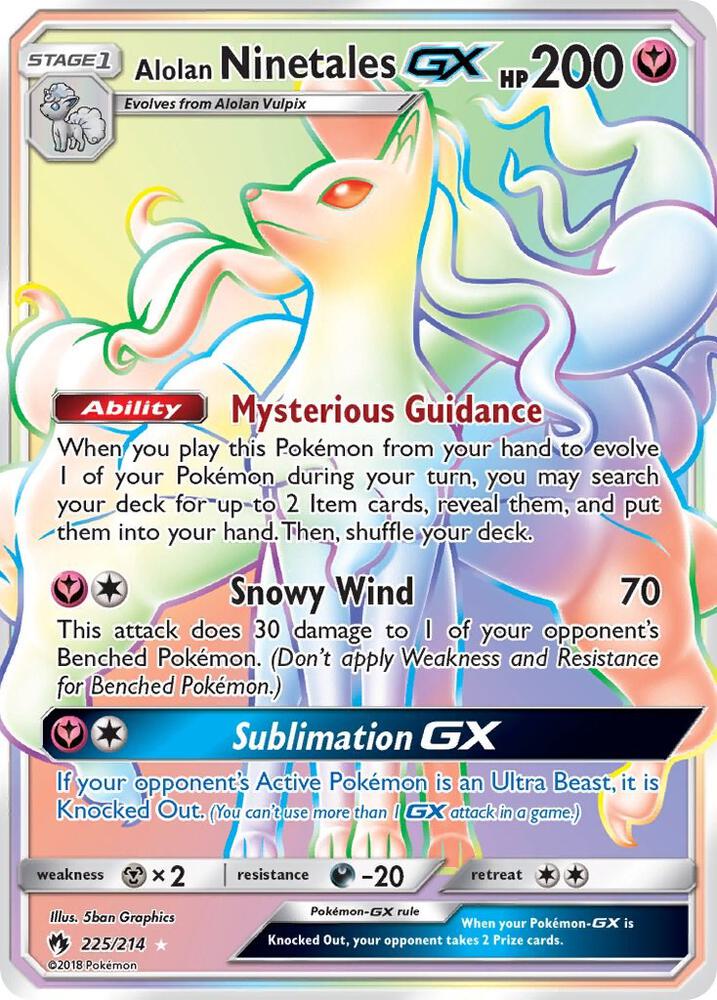Alolan Ninetales GX (Secret) [SM - Lost Thunder] 225/214