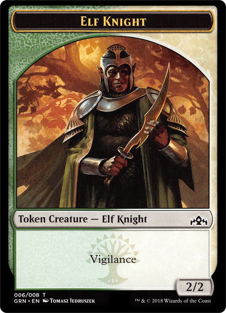 Elf Knight // Saproling Double-Sided Token [Guilds of Ravnica: Guild Kits] 6 // 8