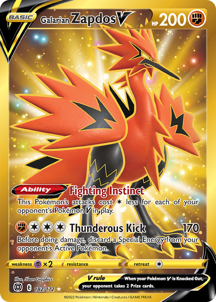 Galarian Zapdos V - 182/172 Brilliant Stars