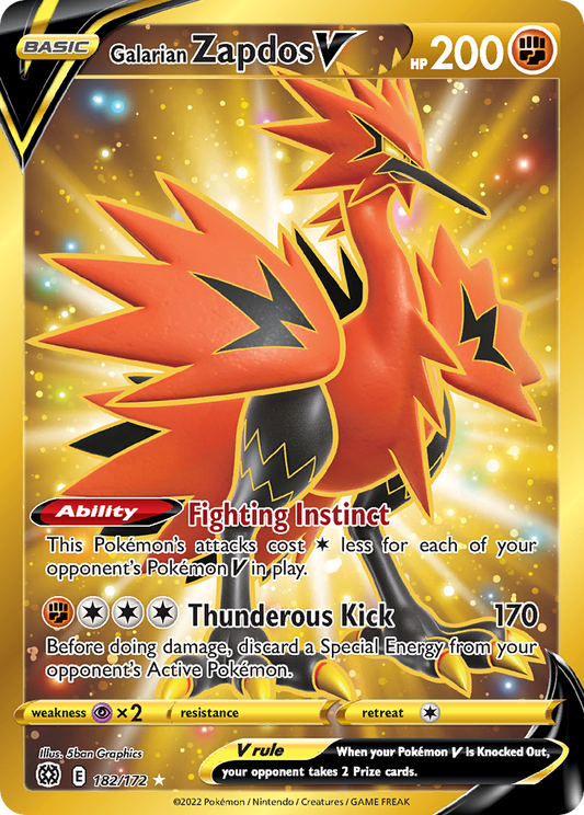 Galarian Zapdos V - 182/172 Brilliant Stars