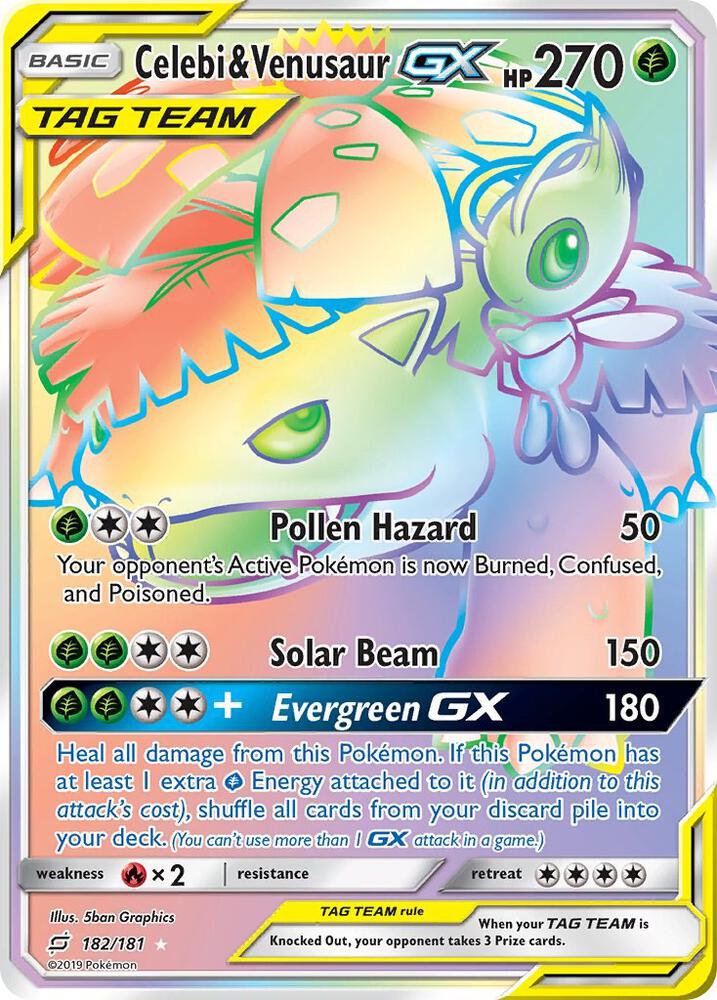 Celebi & Venusaur GX (Secret) [SM - Team Up] 182/181