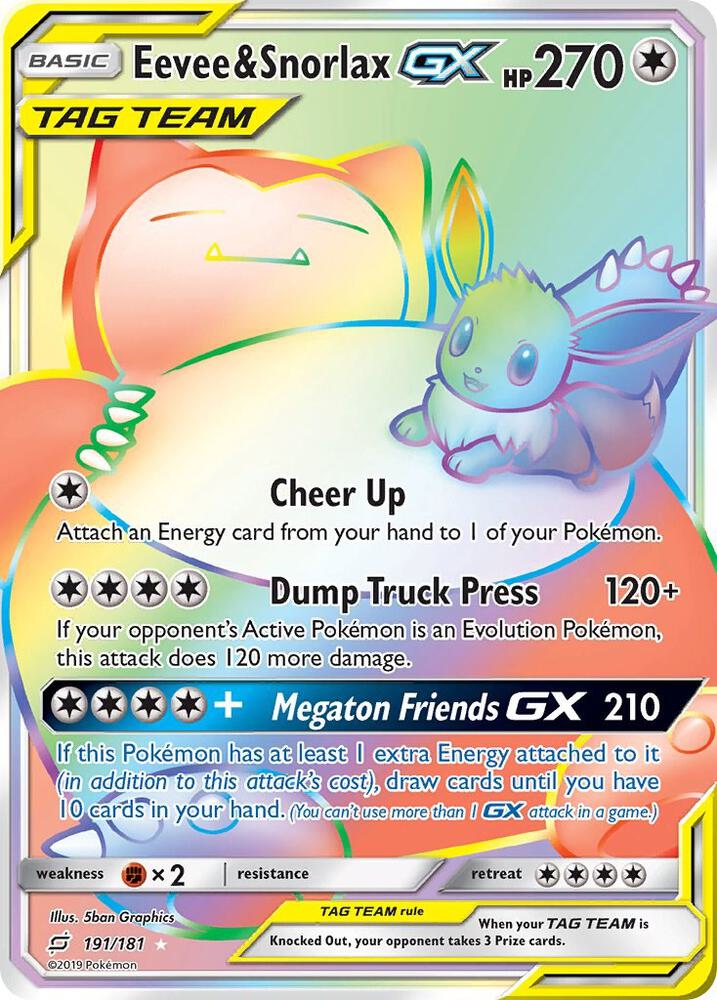 Eevee & Snorlax GX (Secret) [SM - Team Up] 191/181