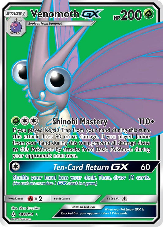 Venomoth GX (Full Art) [SM - Unbroken Bonds] 193/214
