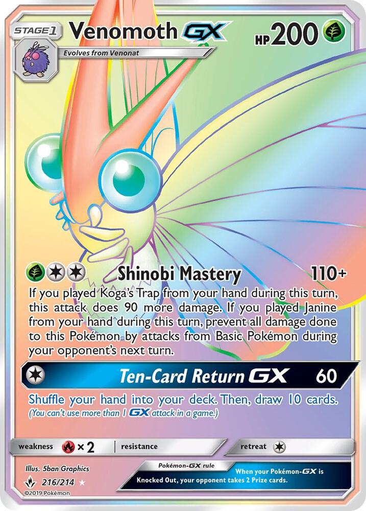 Venomoth GX (Secret) [SM - Unbroken Bonds] 216/214