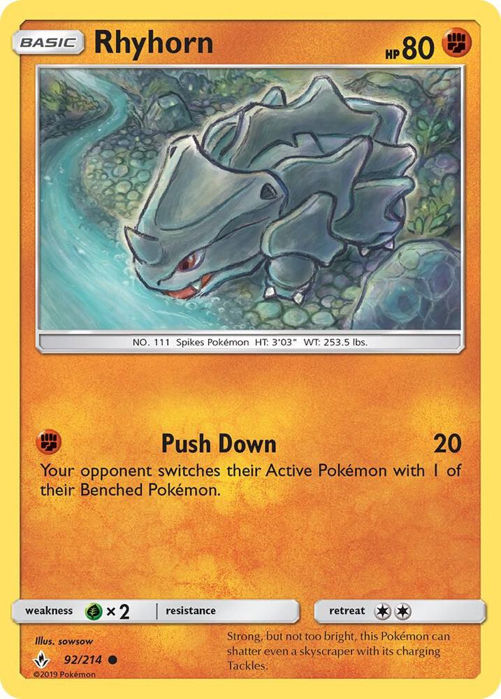 Rhyhorn (92) [SM - Unbroken Bonds] 92/214
