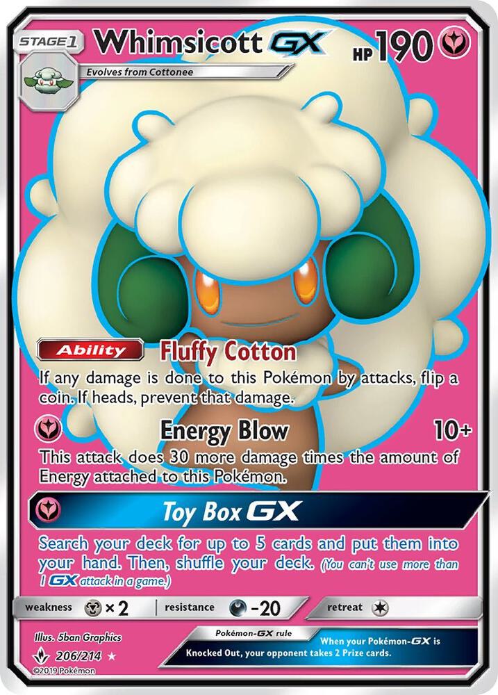 Whimsicott GX (Full Art) [SM - Unbroken Bonds] 206/214
