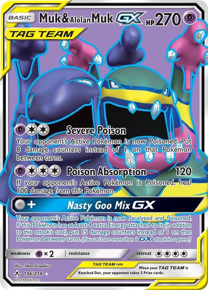 Muk & Alolan Muk GX (196) (Full Art) [SM - Unbroken Bonds] 196/214
