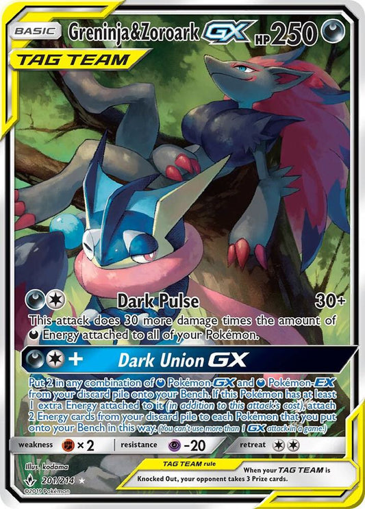 Greninja & Zoroark GX (201) (Alternate Full Art) [SM - Unbroken Bonds] 201/214