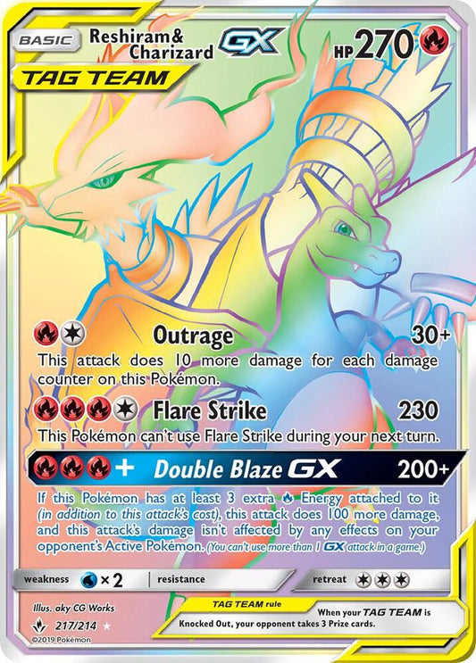Reshiram & Charizard GX (Secret) [SM - Unbroken Bonds] 217/214