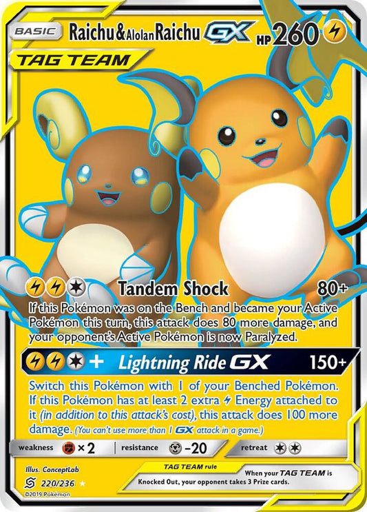 Raichu & Alolan Raichu GX (Full Art) [SM - Unified Minds] 220/236