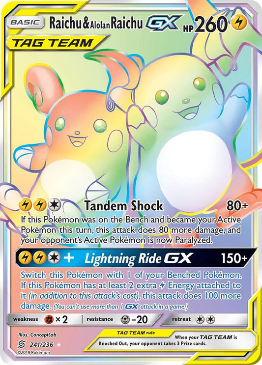 Raichu & Alolan Raichu GX (Secret) [SM - Unified Minds] 241/236