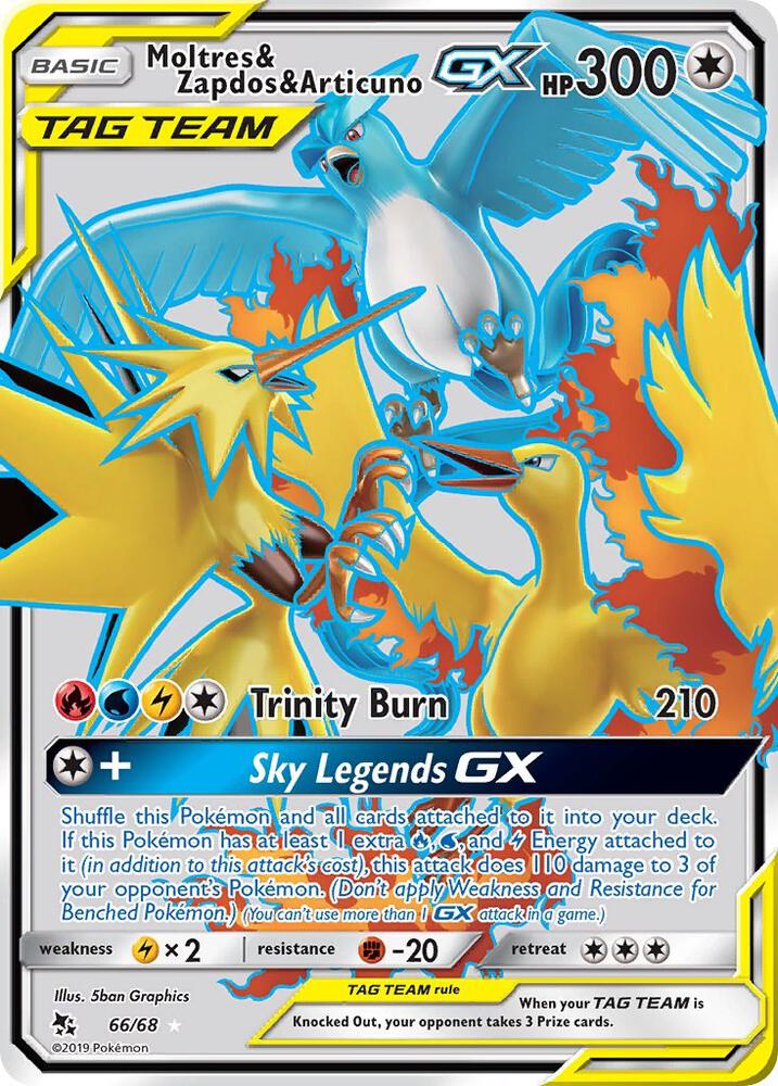 Moltres & Zapdos & Articuno GX (Full Art) [Hidden Fates] 66/68