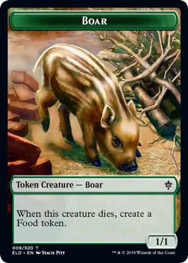 Boar // Food (017) Double-Sided Token [Throne of Eldraine] 9 // 17