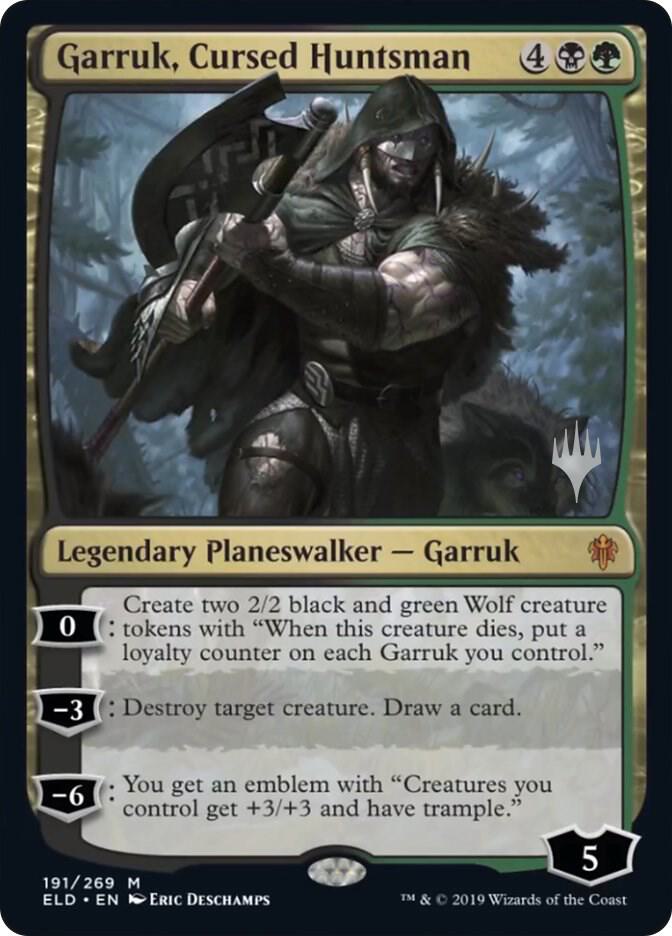 Garruk, Cursed Huntsman [Promo Pack: Throne of Eldraine] 191