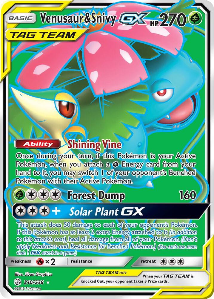 Venusaur & Snivy GX (Full Art) [SM - Cosmic Eclipse] 210/236
