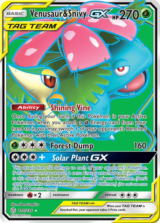 Venusaur & Snivy GX (Full Art) [SM - Cosmic Eclipse] 210/236