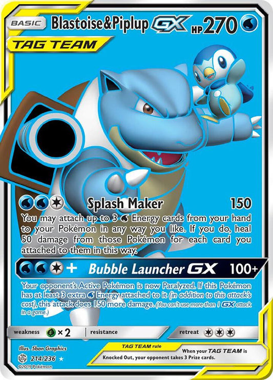 Blastoise & Piplup GX (Full Art) [SM - Cosmic Eclipse] 214/236