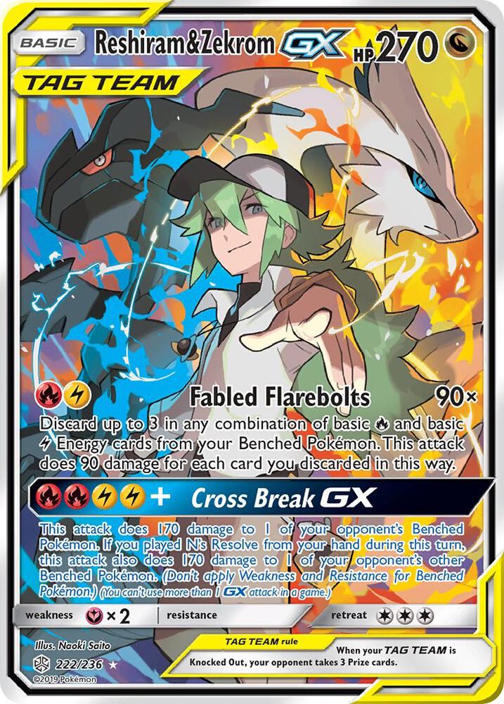 Reshiram & Zekrom GX (Full Art) [SM - Cosmic Eclipse] 222/236