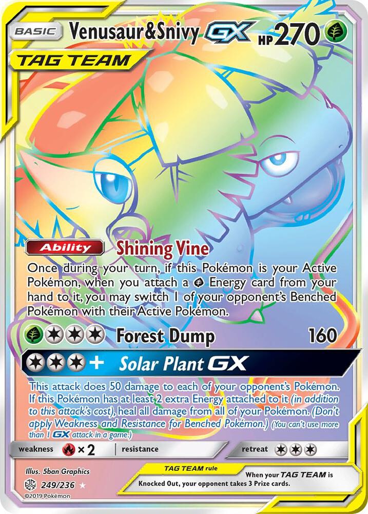 Venusaur & Snivy GX (Secret) [SM - Cosmic Eclipse] 249/236