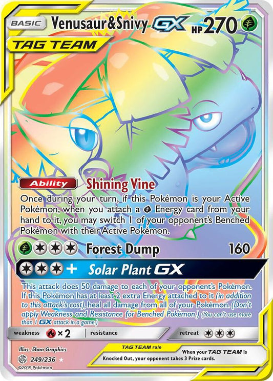 Venusaur & Snivy GX (Secret) [SM - Cosmic Eclipse] 249/236