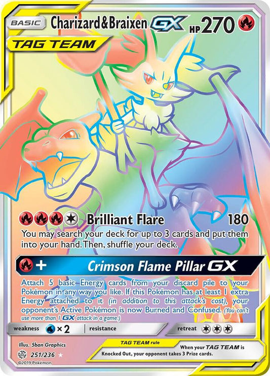 Charizard & Braixen GX (Secret) [SM - Cosmic Eclipse] 251/236