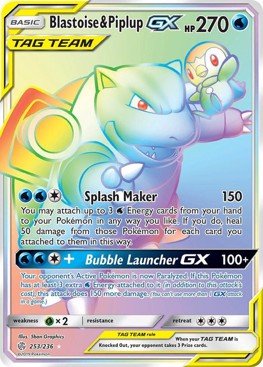 Blastoise & Piplup GX (Secret) [SM - Cosmic Eclipse] 253/236