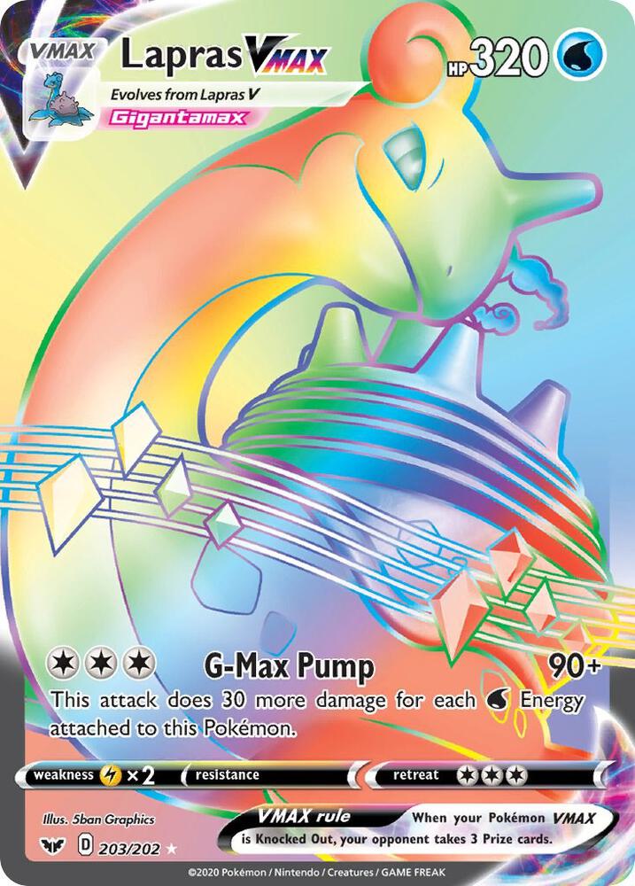 Lapras VMAX (Secret) [SWSH01: Sword & Shield Base Set] 203/202