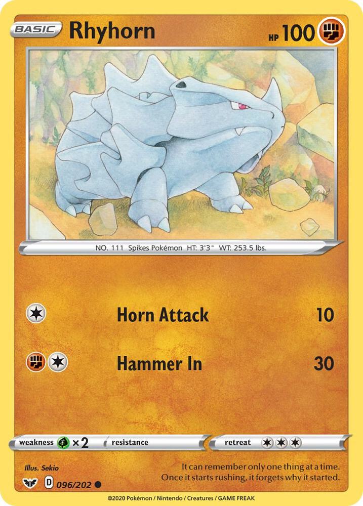 Rhyhorn (096) [SWSH01: Sword & Shield Base Set] 096/202