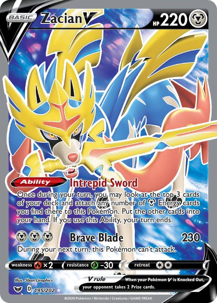 Zacian V (Full Art) [SWSH01: Sword & Shield Base Set] 195/202