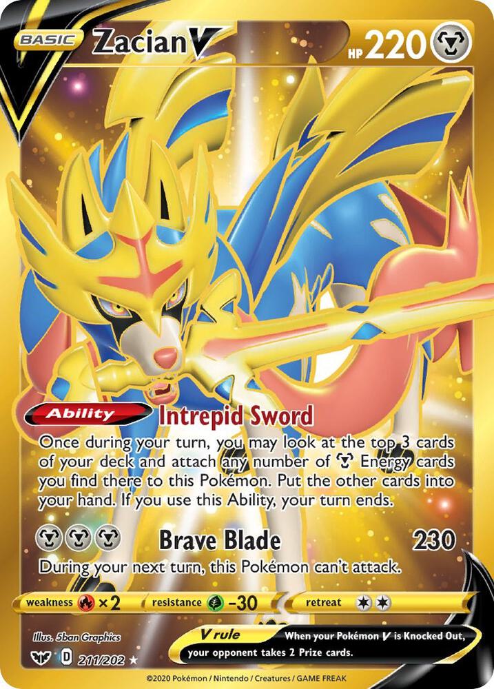 Zacian V (Secret) [SWSH01: Sword & Shield Base Set] 211/202