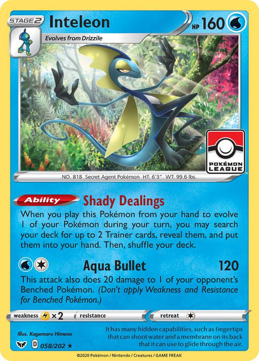 Inteleon - 058/202 (Pokemon League) [League & Championship Cards] 058/202