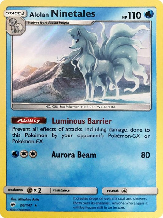 Alolan Ninetales - 28/147 (Water Web Holo) [Miscellaneous Cards & Products] 028/147