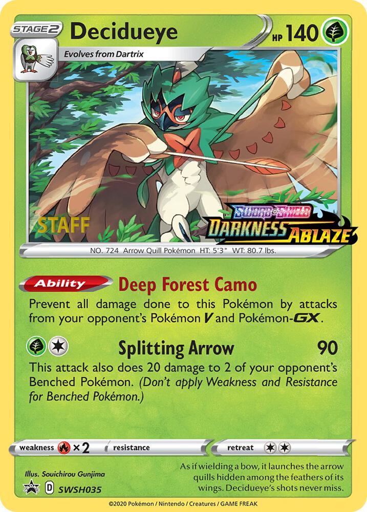 Decidueye - SWSH035 (Prerelease) [Staff] [SWSH: Sword & Shield Promo Cards] SWSH035