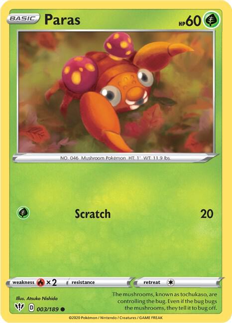 Paras [SWSH03: Darkness Ablaze] 003/189